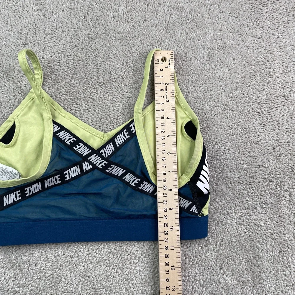 Nike Sports Bra Womens Medium Green Dri-FIT Indy Logo Light Support Gym Training